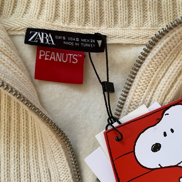 NEW Snoopy sweater with zipper ZARA size Small color beige - Picture 4 of 5